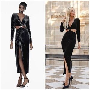 Zara Velvet cutout dress with sequin hoop